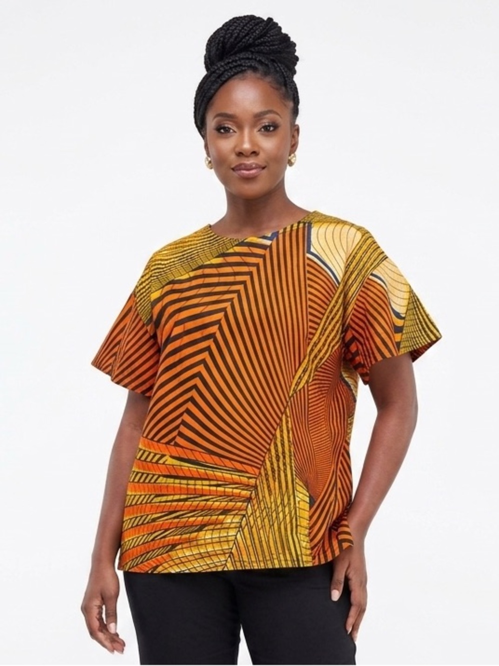 Women's Abstract African Print Short-Sleeve Top